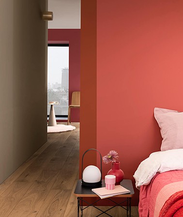 Trend kleur van het jaar 2021 Flexa Brave Ground inspiratie warm roze rood interieur idee